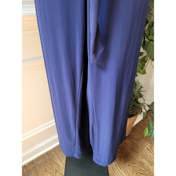 R and M Richards Jumpsuit Women Size 6 Blue One Shoulder Tie Waist Wide Leg - Picture 10 of 16